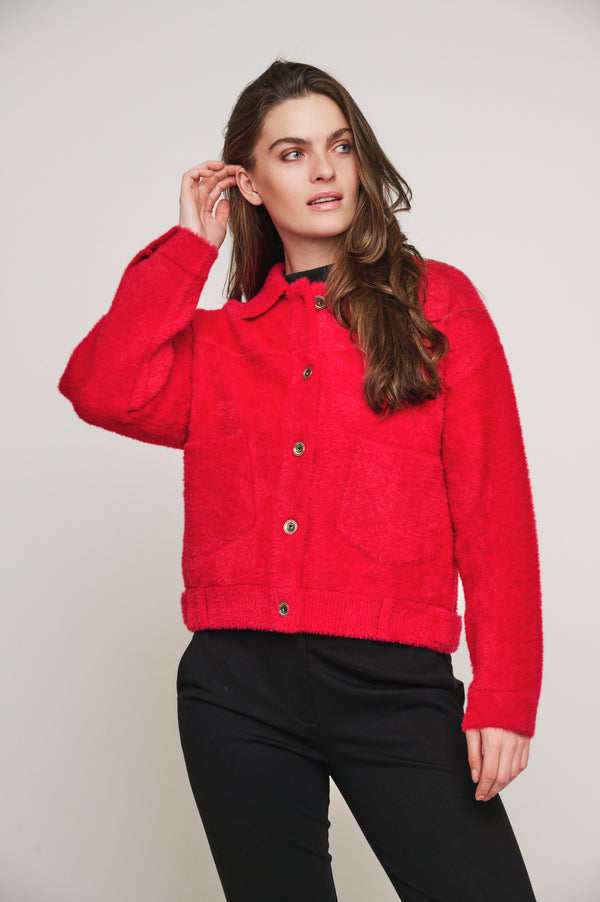 Bubbly Cardigan Jacket - Red Berry