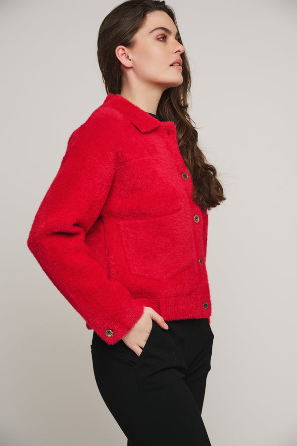 Bubbly Cardigan Jacket - Red Berry