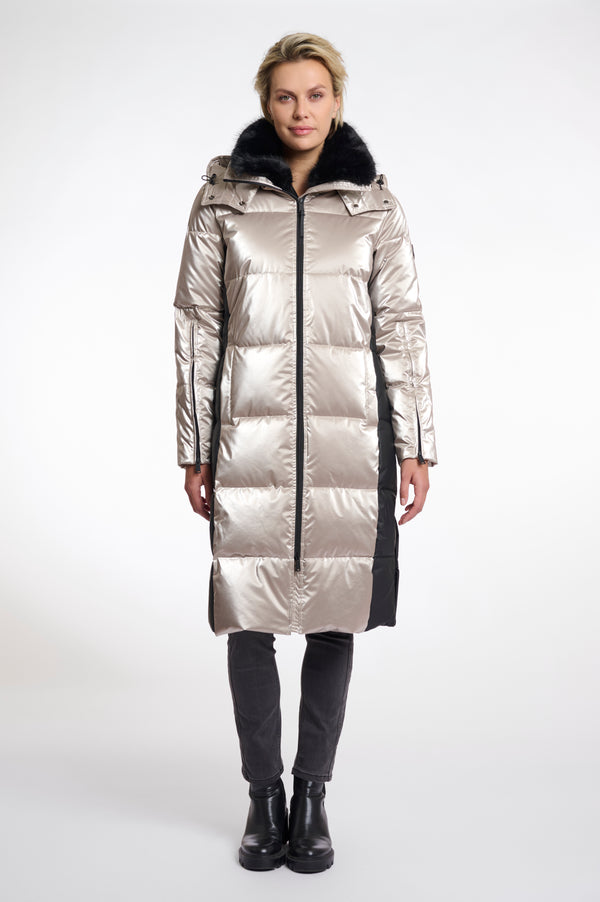 AW25 Rino & Pelle Long metallic padded coat | Ciara