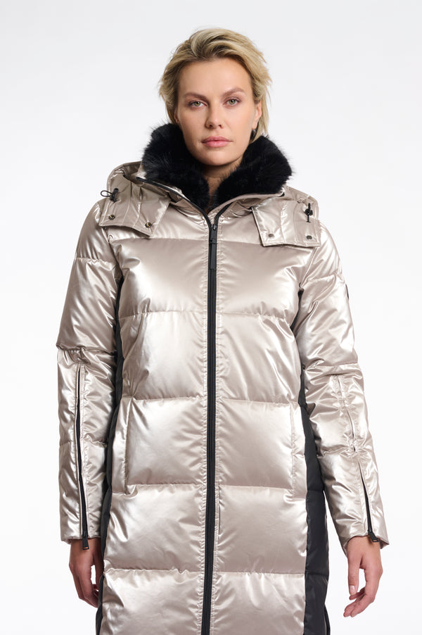 AW25 Rino & Pelle Long metallic padded coat | Ciara