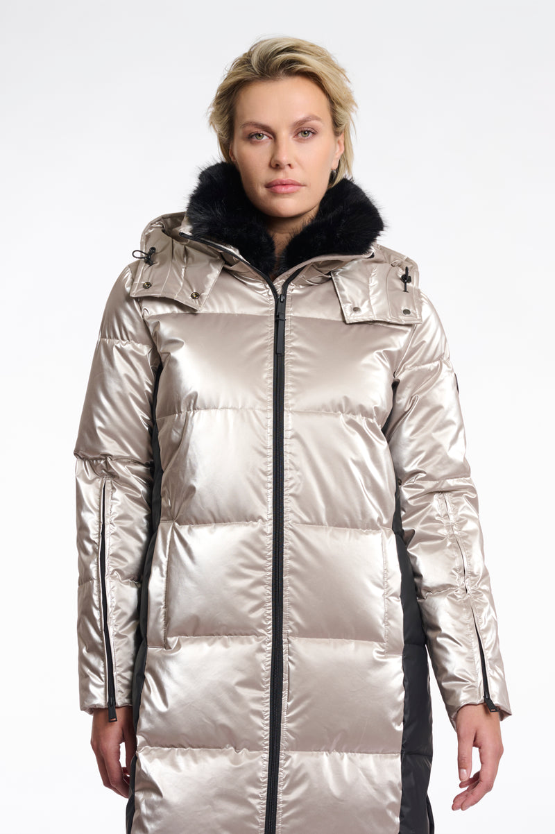 AW25 Rino & Pelle Long metallic padded coat | Ciara