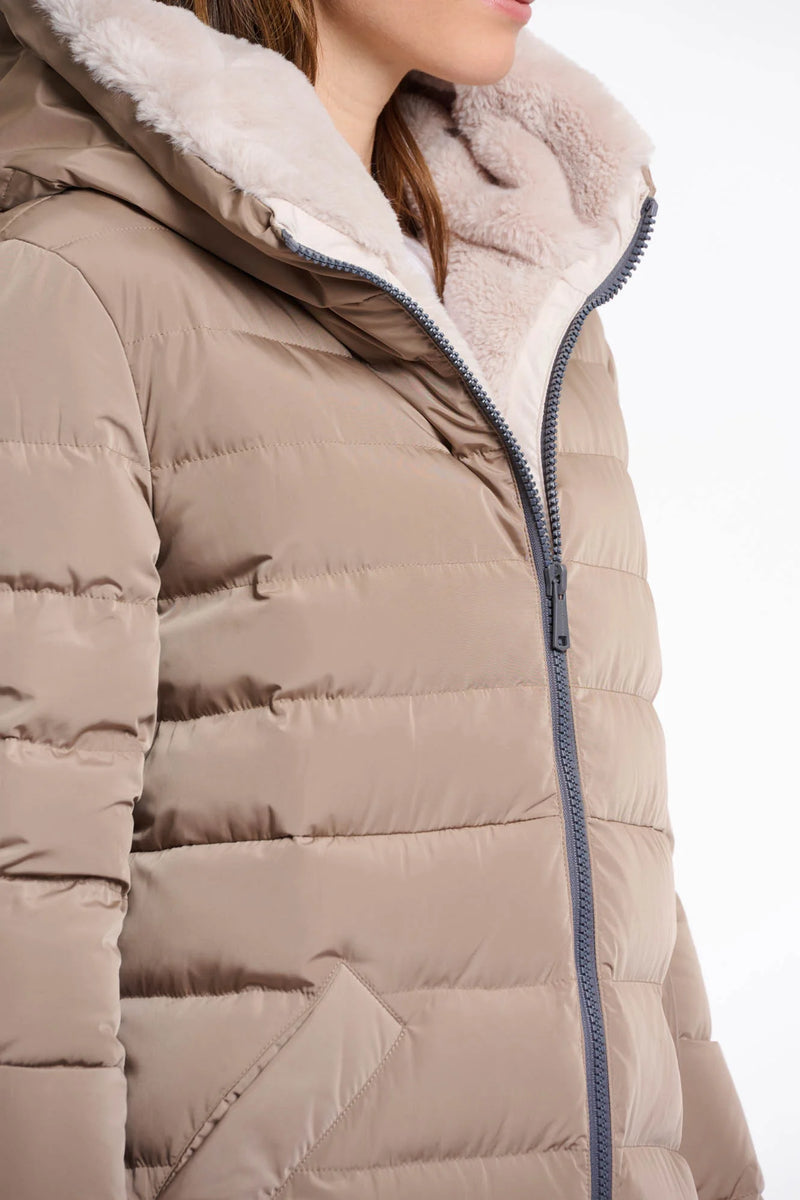 AW25 Rino & Pelle Long padded hooded coat with faux fur | Keilafur