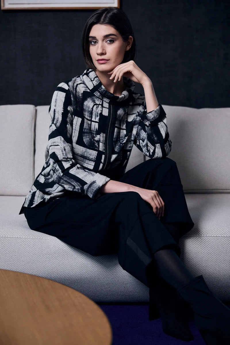 AW25 Peruzzi CENTRE ZIP PRINT ZIP SWEATER