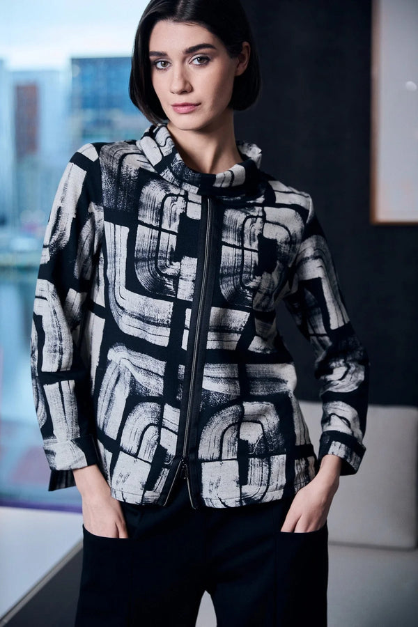 AW25 Peruzzi CENTRE ZIP PRINT ZIP SWEATER