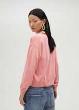 Contrast Trim Cardigan - Pink & Red