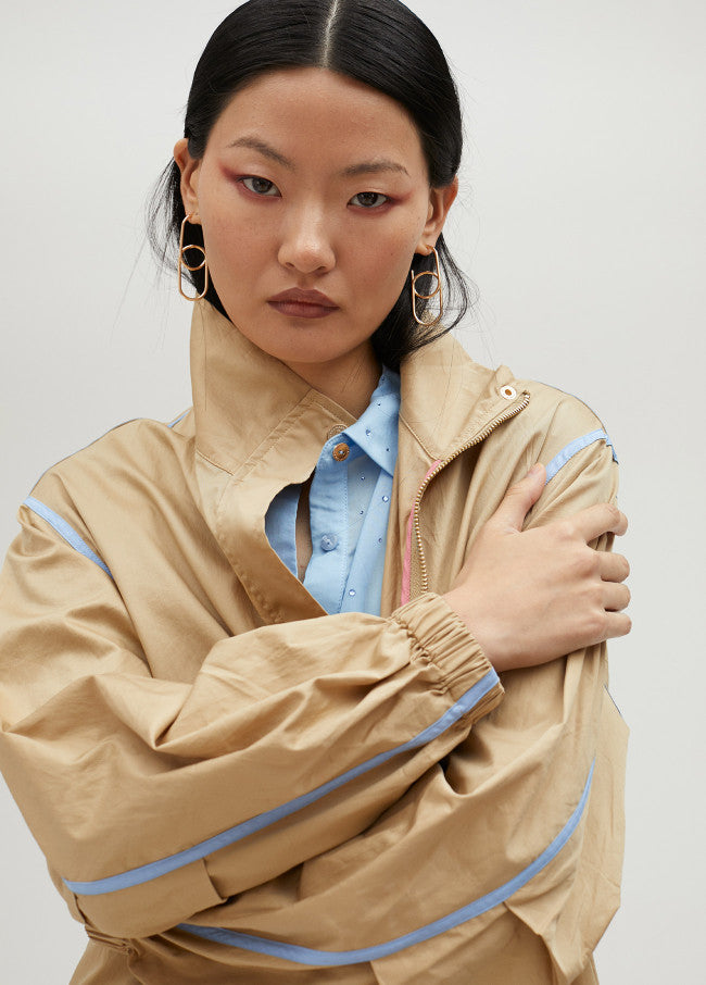 Trench Coat with Blue Piping