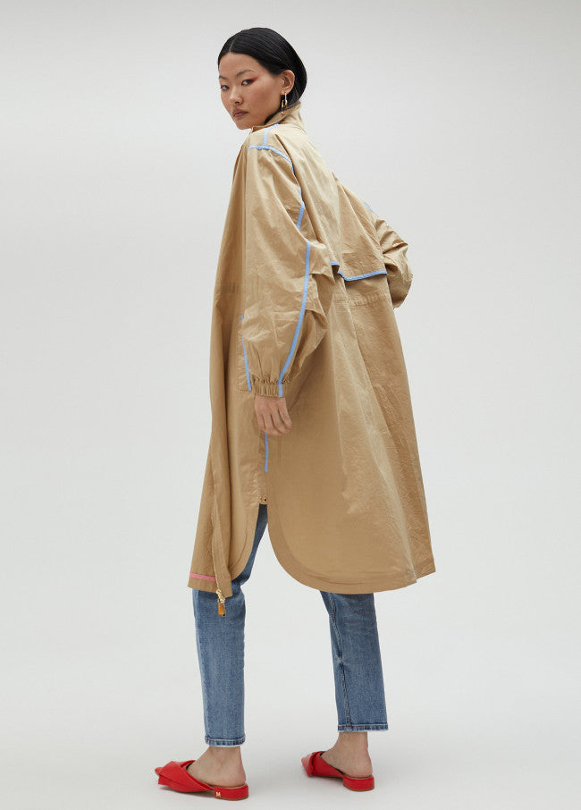 Trench Coat with Blue Piping