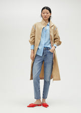 Trench Coat with Blue Piping