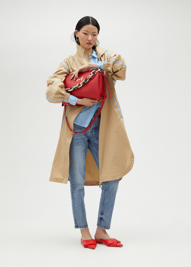 Trench Coat with Blue Piping