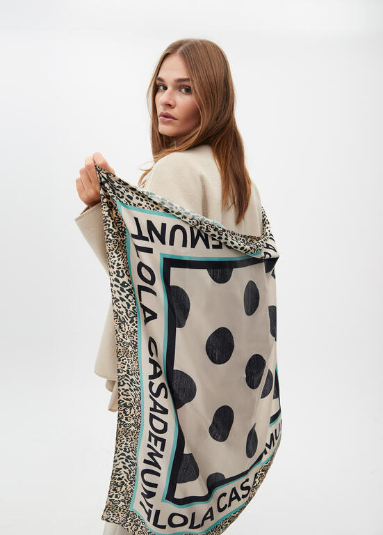 AW25 Lola Casademunt Polka Dot and Logo Printed Scarf