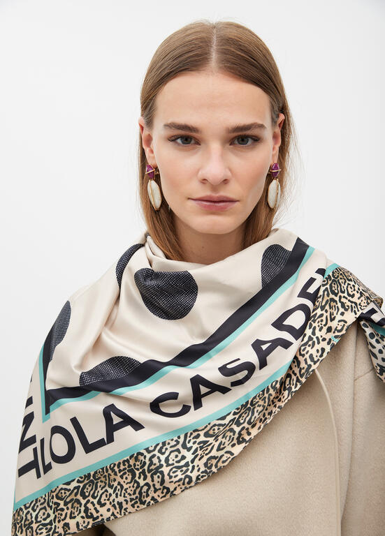 AW25 Lola Casademunt Polka Dot and Logo Printed Scarf