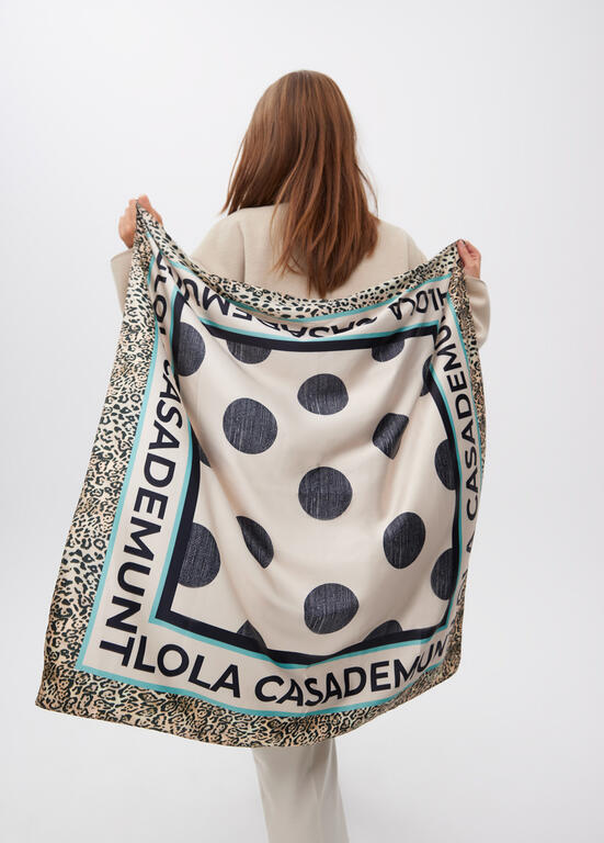 AW25 Lola Casademunt Polka Dot and Logo Printed Scarf