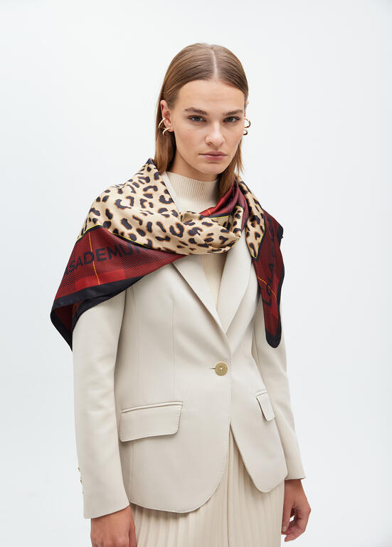 AW25 Lola Casademunt Animal print and tartan scarf