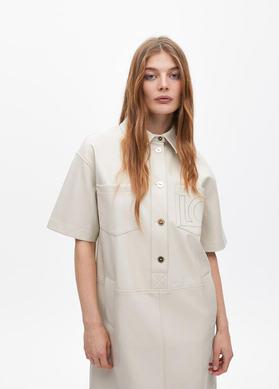 AW25 Lola Casademunt Oversized Mini Faux Leather Dress