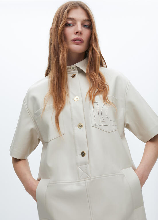 AW25 Lola Casademunt Oversized Mini Faux Leather Dress