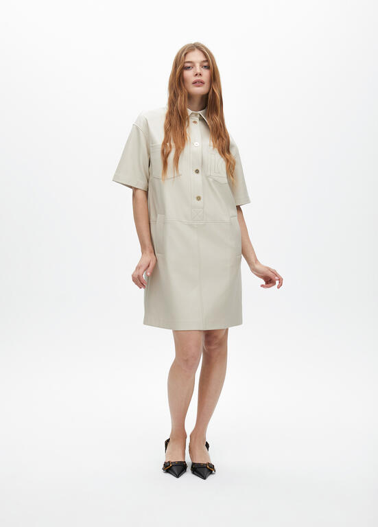 AW25 Lola Casademunt Oversized Mini Faux Leather Dress