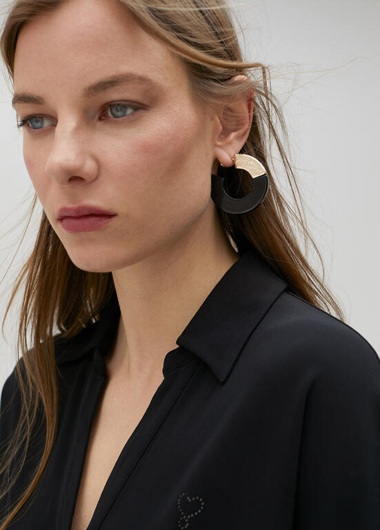 Hoop Earrings - Black & Gold