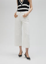 Cropped Wide Leg Denim Pants - White