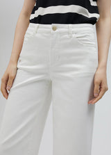 Cropped Wide Leg Denim Pants - White