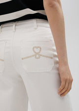Cropped Wide Leg Denim Pants - White