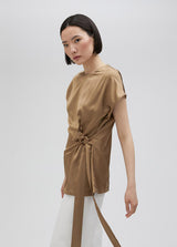 Satin Blouse with Belt