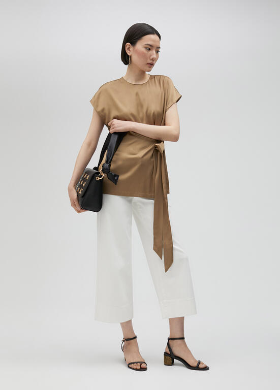 Satin Blouse with Belt