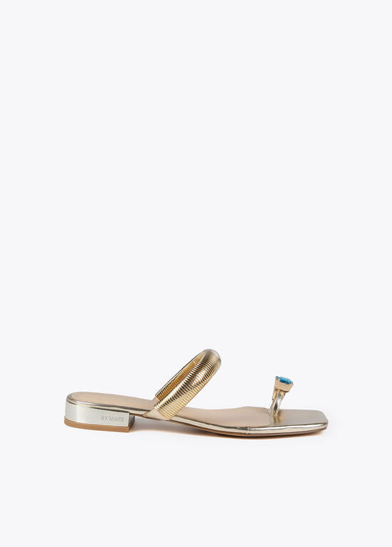 Metallic Strap & Jewel Sandal